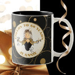 60th Birthday For Her Funny Cartoon Fab Black Gold Two-Tone Coffee Mug<br><div class="desc">Is someone special turning 60 that is very dear to you?  This funny cartoon mug is a great gift for her morning coffee!  Customize with her name or even change the year ...  Cheers!</div>