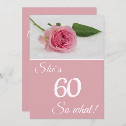 60th Birthday for Her Pink Rose Motivational Card