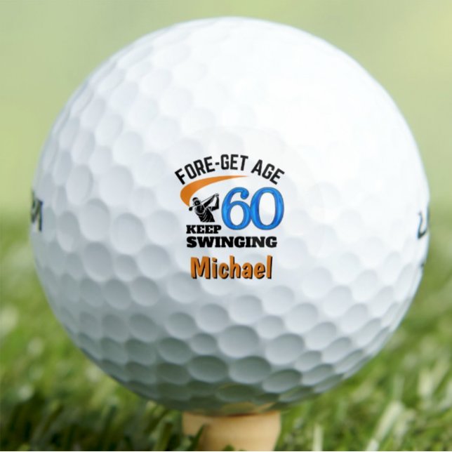60th Birthday For Husband – 60 Years Classy Blue Golf Balls (Creator Uploaded)
