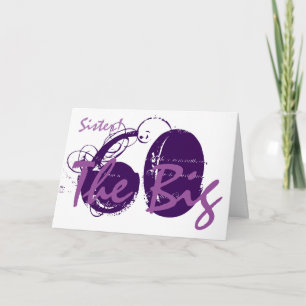 60th Birthday for sister, purple text on white. Card