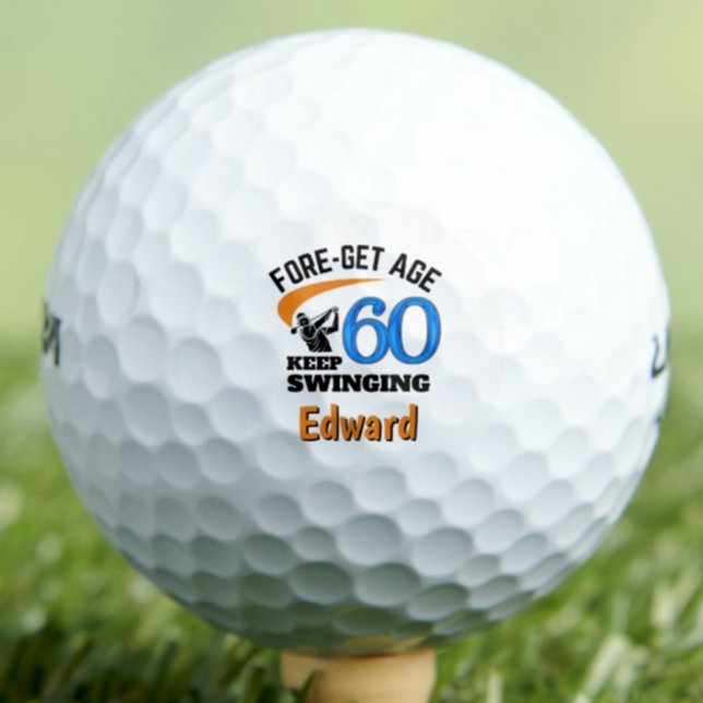60th Birthday For Uncle – 60 Years Bold Blue Gift Golf Balls (Creator Uploaded)