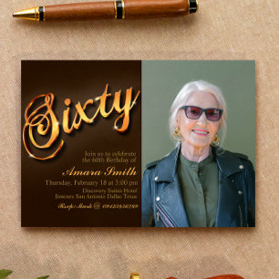 60th Birthday for Woman with Picture Invitation