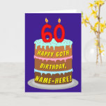 [ Thumbnail: 60th Birthday: Fun Cake and Candles + Custom Name Card ]