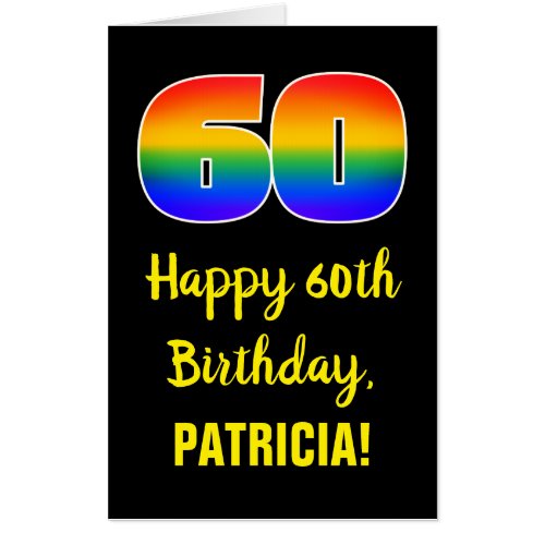 60th Birthday Fun Colorful Happy Rainbow  60 Card