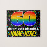 [ Thumbnail: 60th Birthday — Fun, Colorful Music Symbols & “60” Jigsaw Puzzle ]