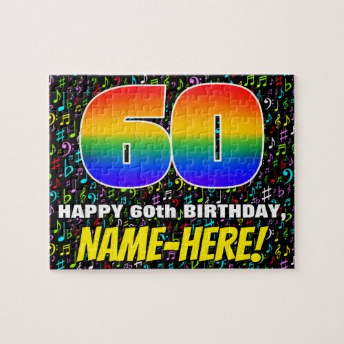 60th Birthday  Fun Colorful Music Symbols  60 Jigsaw Puzzle