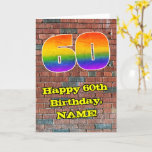 [ Thumbnail: 60th Birthday: Fun Graffiti-Inspired Rainbow 60 Card ]