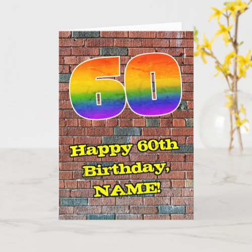 60th Birthday Fun Graffiti_Inspired Rainbow 60 Card