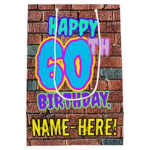 60th Birthday: Fun, Urban Graffiti Inspired Look Medium Gift Bag
