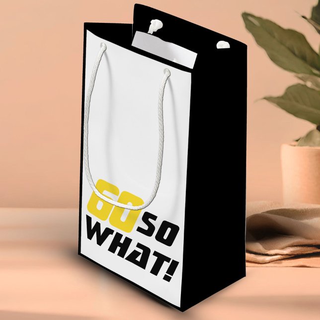 60th Birthday Funny Motivational Modern Black Small Gift Bag (Creator Uploaded)