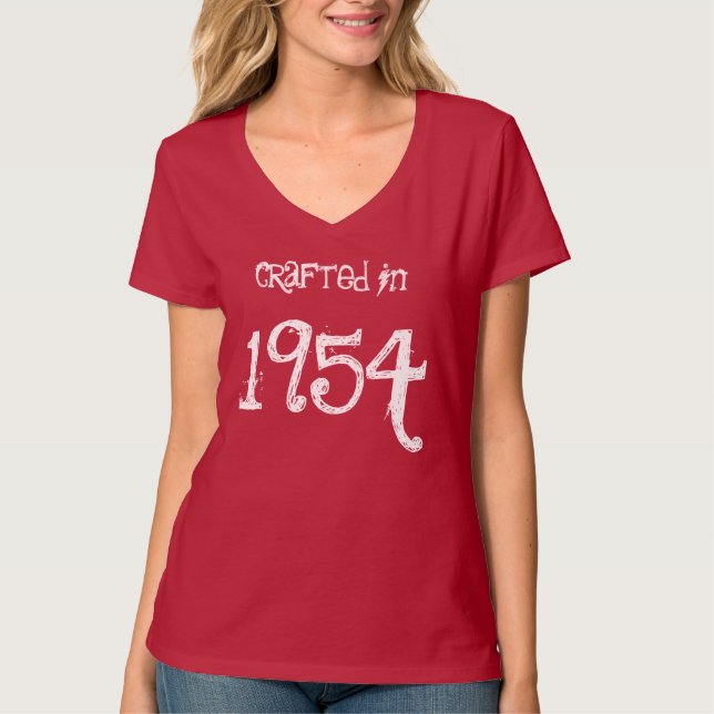 60th Birthday Gift  1954 or Any Year For Her Red T-Shirt (Front)