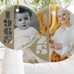 60th birthday gift Born in 1965 Ornament<br><div class="desc">This lovely ornament makes a great 60th birthday gift for those born in 1965. You can add an old baby photo on one side and a recent photo on the other. It also has space for you to add text or a message on each side.</div>