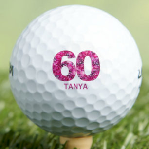 60th Birthday Gift for Best Friend - Pink Floral Golf Balls