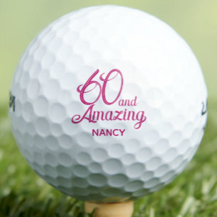 60th Birthday Gift for Coworker Pink Amazing Golf Balls