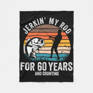 60th Birthday Gift For Fisherman Men Funny Fishing Fleece Blanket