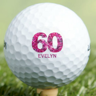 60th Birthday Gift for Friend – Pink Floral Golf Balls