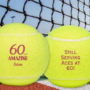 60th Birthday Gift for Her Amazing Pink 60 Tennis Balls
