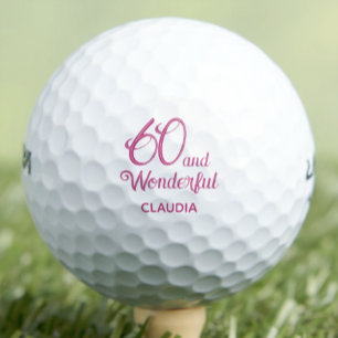 60th Birthday Gift for Mom – Pink 60 and Wonderful Golf Balls