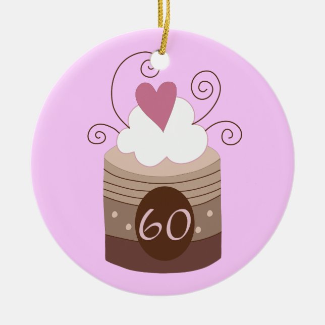 60th Birthday Gift Ideas For Her Ceramic Ornament (Front)