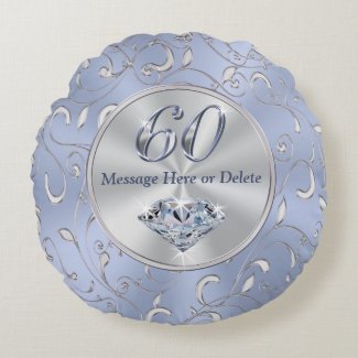 60th Birthday Gifts for Her, 60th Anniversary Gift Round Pillow