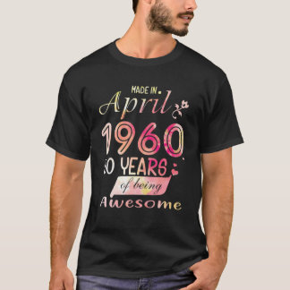 60Th Birthday Gifts Watercolor For Womens Born In T-Shirt
