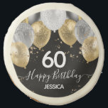 60th Birthday Glitter Balloons Sugar Cookies<br><div class="desc">60 Happy Birthday Personalized year thank you sugar cookies. Easy to adjust. All text is adjustable if needed.</div>