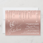 60th Birthday Glitter Rose Gold Invitation<br><div class="desc">Elegant and chic 60th birthday party invitation featuring "60 & Fabulous" written in stylish white script against a rose gold background,  with rose gold faux glitter dripping down. You can personalize with her name and the party details.</div>