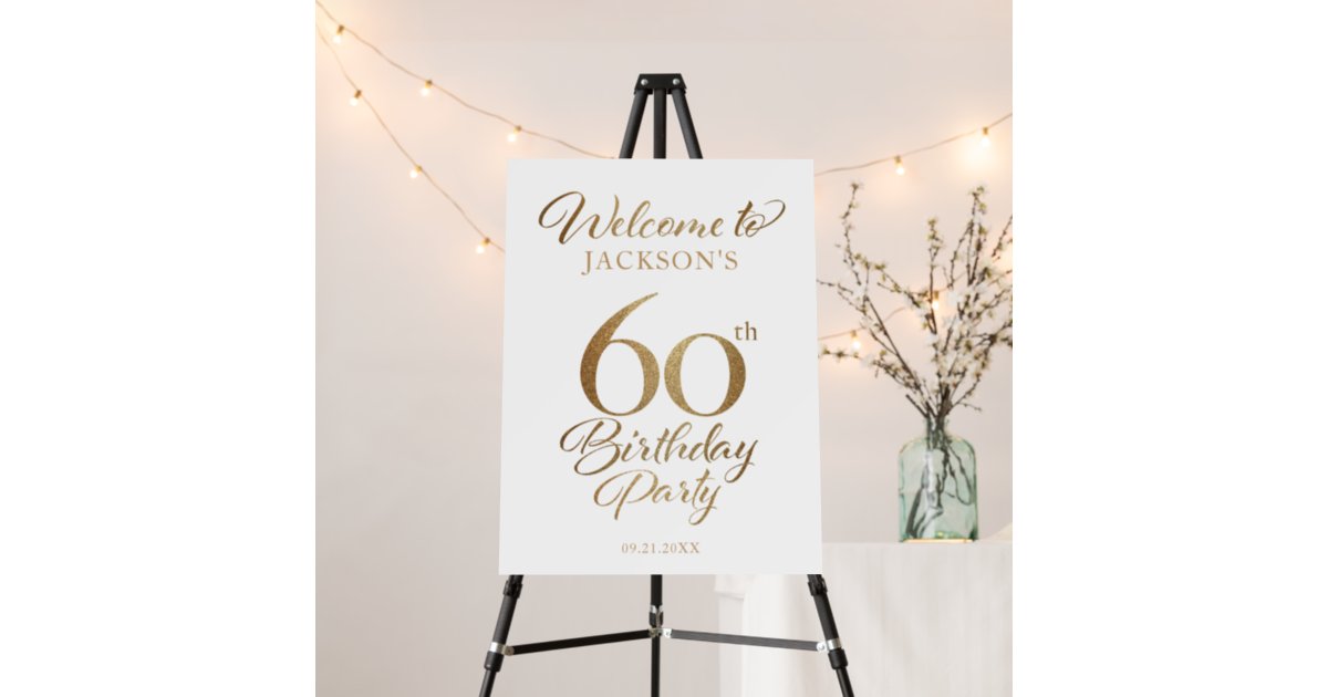 60th Birthday Glitter Welcome Sign | Zazzle