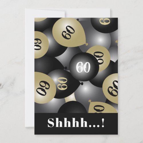 60th Birthday Gold Balloon Invitation