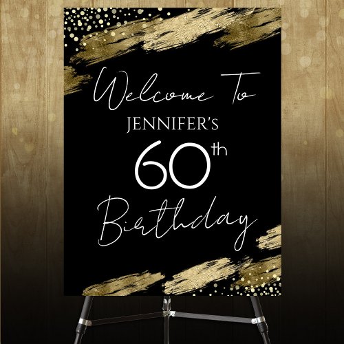 60th Birthday Gold Black Welcome Poster