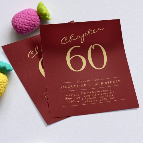 60th Birthday Gold Burgundy Budget Invitation  Flyer