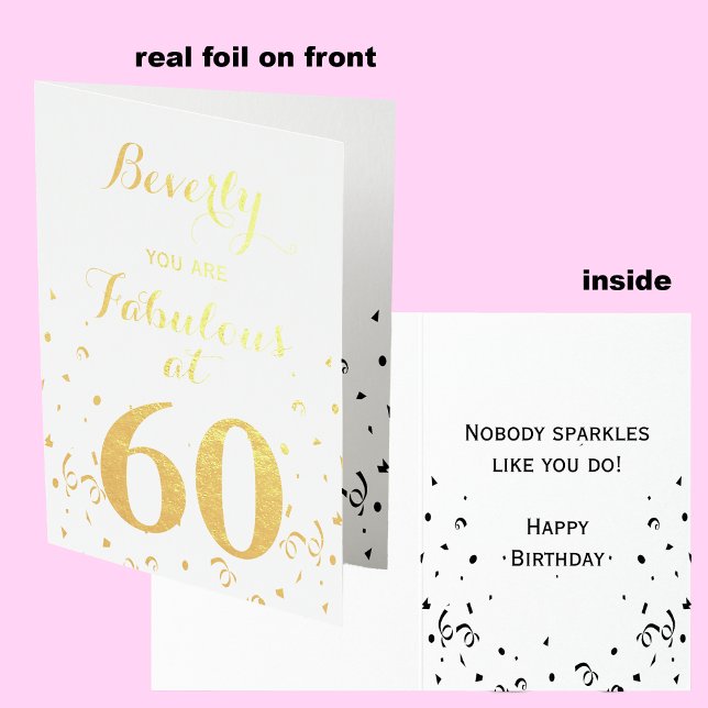 60th Birthday Gold Foil Fabulous at 60 Card (Creator Uploaded)