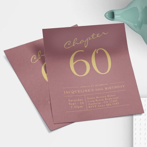 60th Birthday Gold Pink Budget Invitation Flyer
