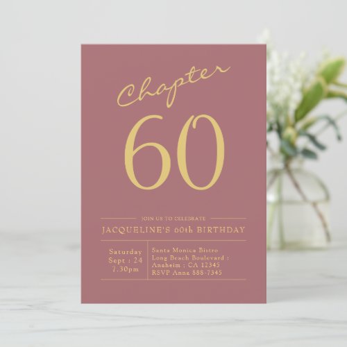 60th Birthday Gold Pink Invitation