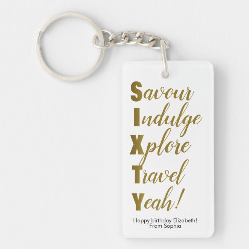 60th Birthday Gold Sixty Acrostic Keychain