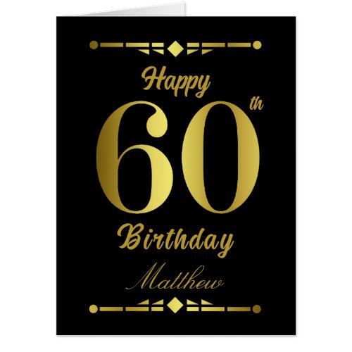 60th Birthday gold Typography Jumbo Card