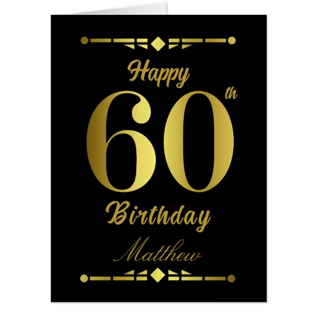 60th Birthday gold Typography Jumbo Card (Front)