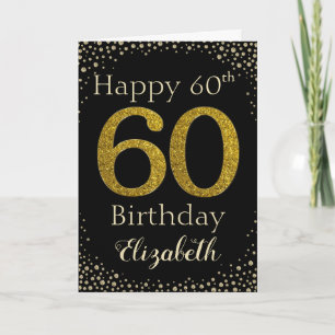 60th Birthday Golden Glitter Card