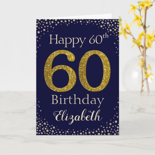 60th Birthday Golden Glitter Card | Zazzle