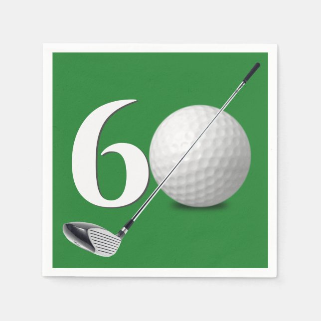 60th Birthday Golf Ball And Club  Napkins (Front)
