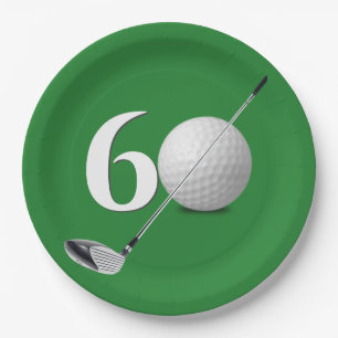 60th Birthday Golf Ball and Club Paper Plates