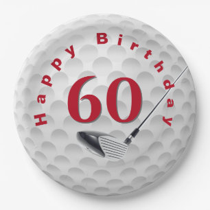 60th Birthday Golf Ball Design Paper Plate