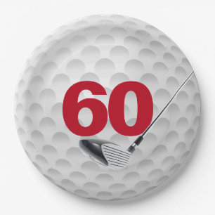 60th Birthday Golf Ball Design Paper Plate