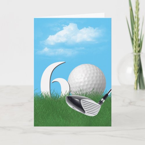 60th Birthday Golf Ball In Grass Card