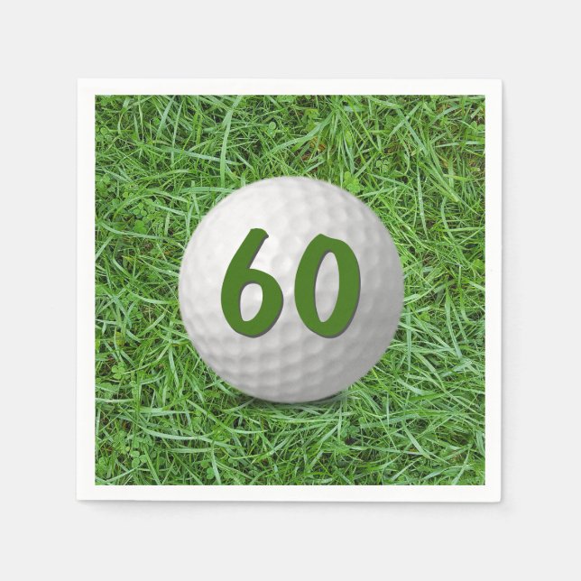 60th Birthday Golf Ball on Grass Napkins (Front)