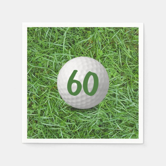 60th Birthday Golf Ball on Grass  Napkins (Front)