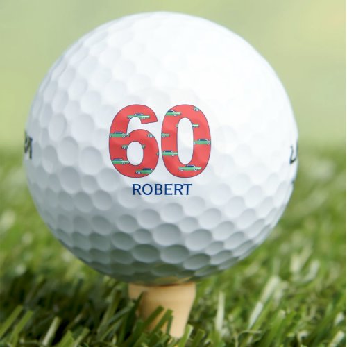 60th birthday golf balls 60 years cars initials