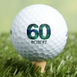 60th birthday golf balls 60 years golf plaid gift<br><div class="desc">60th birthday golf balls 60 years golf plaid gift. Celebrate a milestone 60th birthday with this sophisticated golf ball, featuring a bold "60" in a classic green and blue plaid pattern, paired with a customizable name below. This unique design combines a refined color palette with a subtle golf theme, perfect...</div>