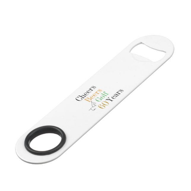 60th Birthday Golf Cheers Beers Minimal Party Bar Key (Front Angled)