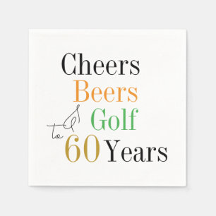 60th Birthday Golf Cheers Beers Minimal Party Napkins